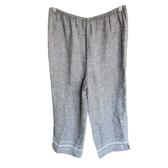 Norton McNaughton Women's Gray 100% Linen Wide Leg Cropped Pants M Coastal Prep - Picture 2 of 8